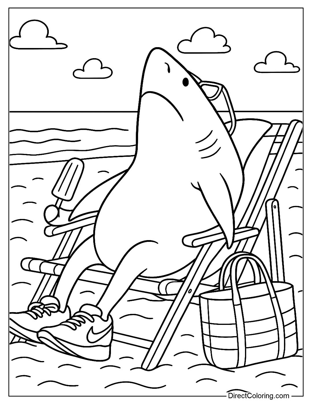 Tralalero Tralala Sitting on Chair Coloring Page